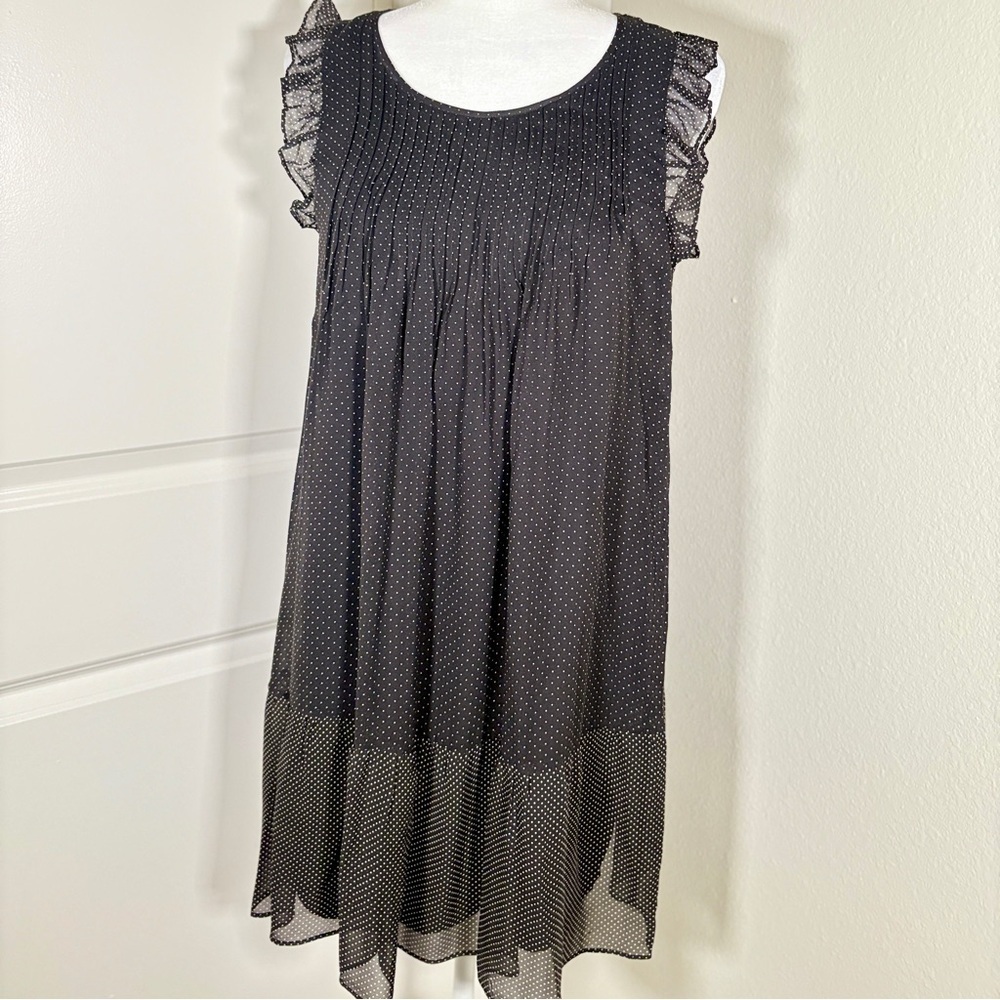 Joie Silk Black and White Polka Dot Ruffle Midi Dress Size Small - Picture 1 of 5